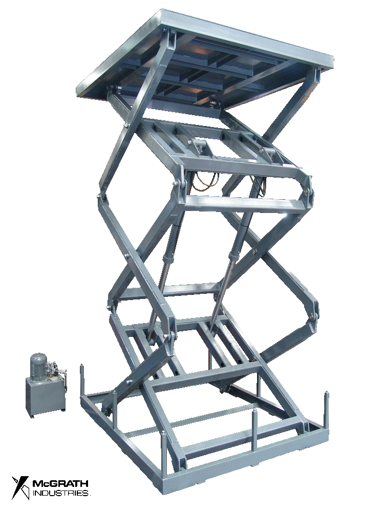 Example of a McGrath Industries Freight Hoist Scissor Lift in operation