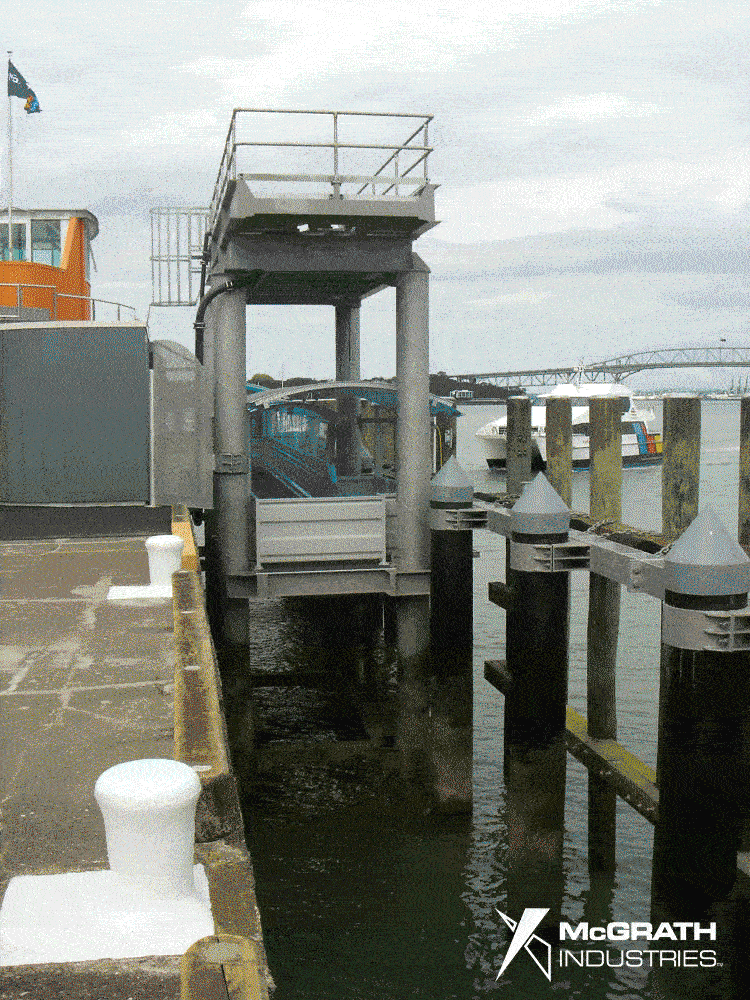 Animation of an Elevating Ferry Dock by McGrath Industries at the Birkenhead on Auckland harbor